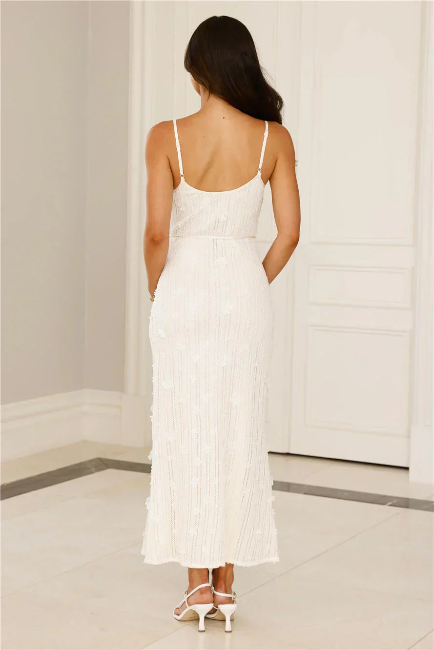 Delicately Divine Knit Maxi Dress Cream