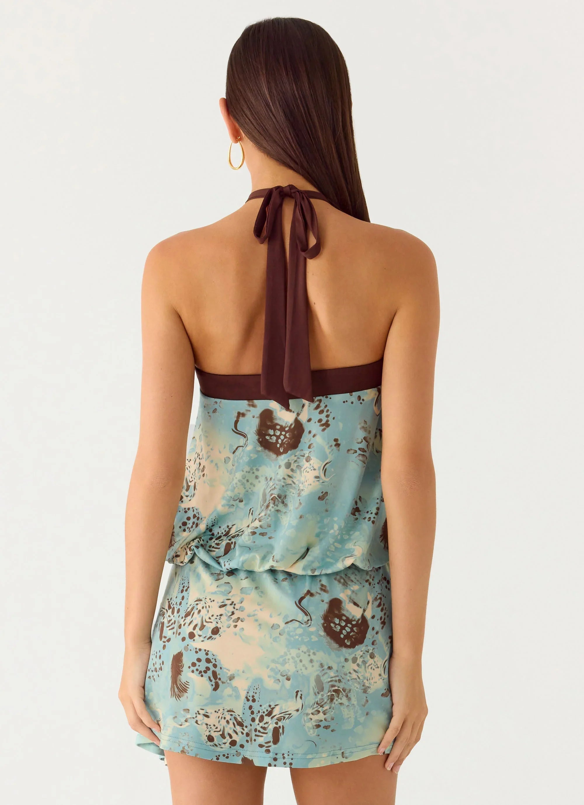 Switch Up Halter Mini Dress - Aqua Blur