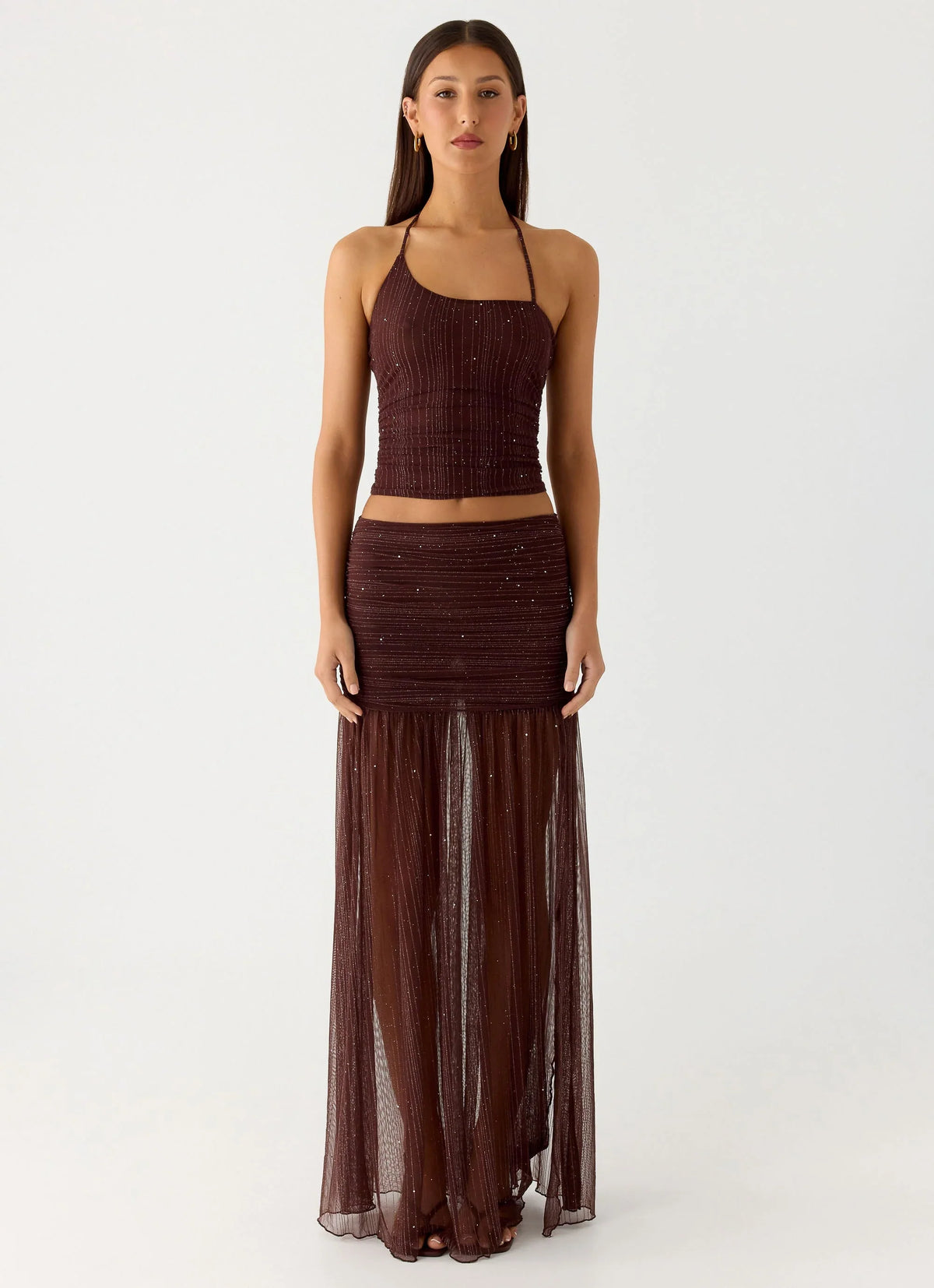 Sparkling Night Maxi Skirt - Chocolate