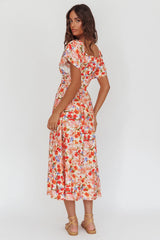 Carynna Flutter Sleeve Maxi Dress Floral Red
