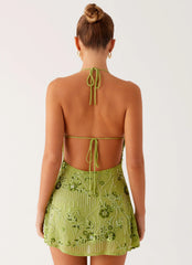 Leo Beaded Mini Dress - Green